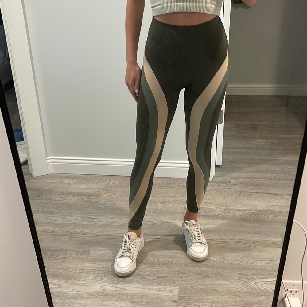 AERIE XS Army Green & Light Pink High Rise Leggings